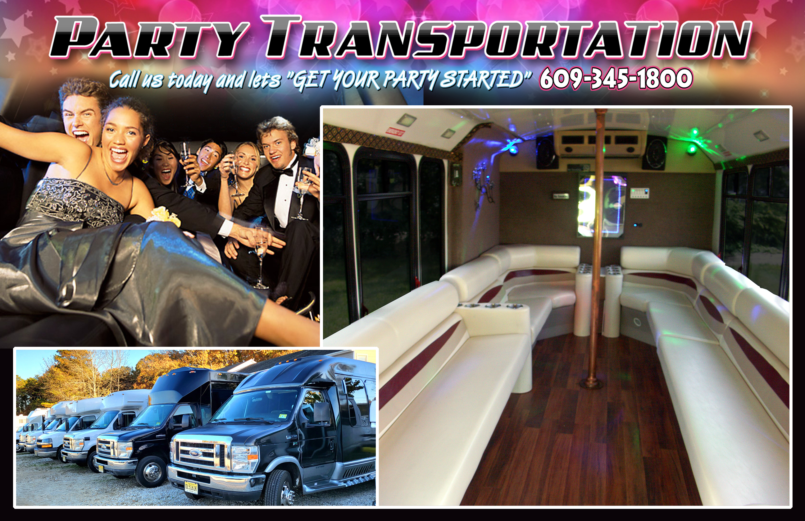 Party Transportation, lets GET YOUR PARTY STARTED.